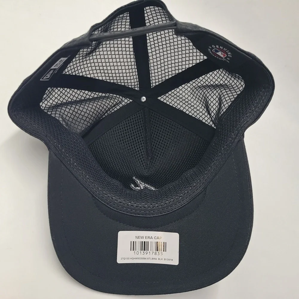 Women Atlanta Braves Hat Snapback Trucker Mesh New Era 9Forty Black MLB Apex